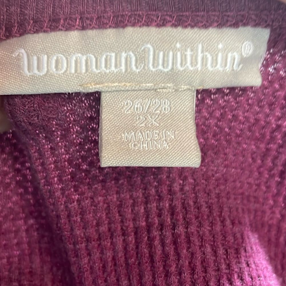 Woman Within Waffle Knit Thermal Shirt Long Sleeve Purple size 2X - Picture 8 of 12